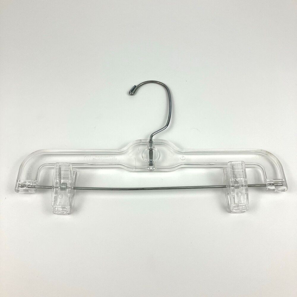 Kids Clear Plastic Pants Hangers 15" - Pack of 10 -  /w Plastic Clips